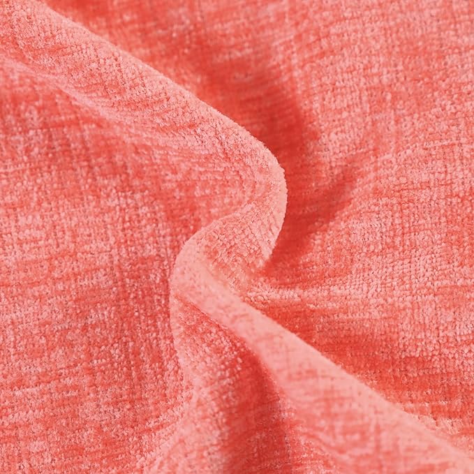CaliTime Throw Pillow Covers Decorative 12 X 20 Inches Pack of 2 Cozy Chenille Cushion Cases for Couch Sofa Bed Living Room Home Living Coral