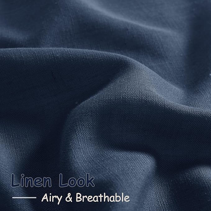 Denim Blue Linen Curtains 72 Inch Length for Living Room Sheer Lightweight Door Drapes 2 Panels Set for Kids Bedroom Light Filtering Back Tab Rod Pocket Curtain for Kitchen Protect Privacy 52x72