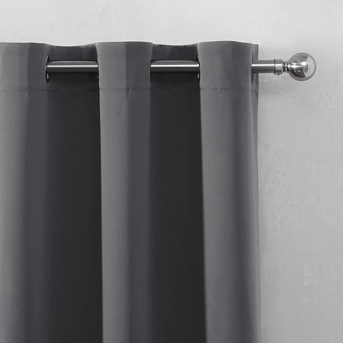 LEMOMO Grey Thermal Blackout Curtains/38 x 54 Inch/Set of 2 Panels Room Darkening Curtains for Bedroom