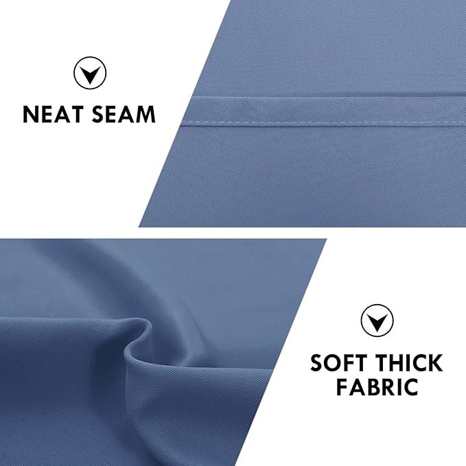 DWCN Blackout Curtains – Thermal Insulated, Energy Saving & Noise Reducing Bedroom and Living Room Curtains, Dusty Blue, W 52x L 45 Inch, Set of 2 Rod Pocket Curtain Panels