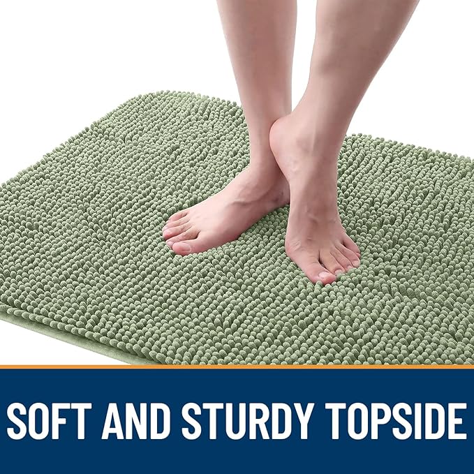 OLANLY Dog Door Mat for Muddy Paws 48x30, Absorbs Moisture and Dirt, Absorbent Non-Slip Washable Doormat, Quick Dry Chenille Mud Mat for Dogs, Entry Indoor Entryway Carpet for Inside Floor, Sage Green