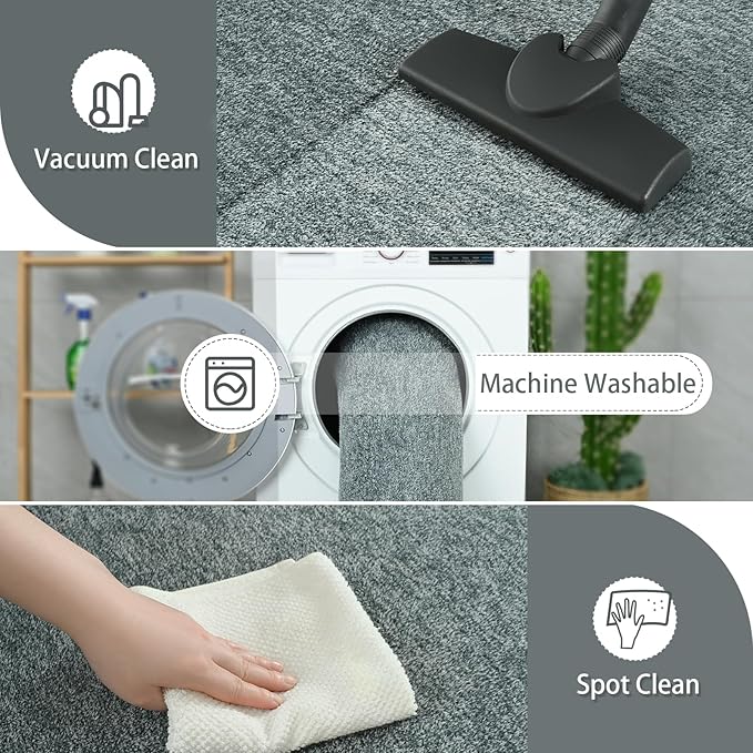 AROGAN Washable 6×9 Living Room Rug, Modern Area Rugs with Soft Memory Foam for Bedroom, Minimalist Non-Slip Indoor Floor Carpet for Dining Room Office Kids Playroom Decor, Grey