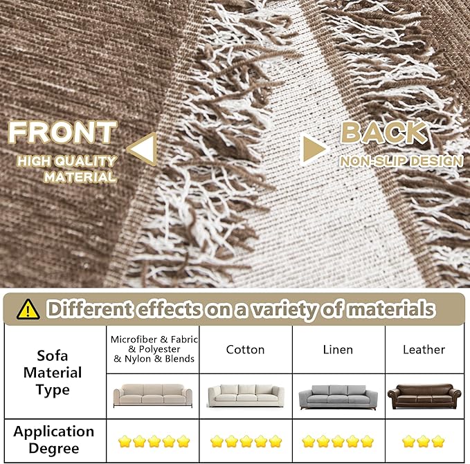 MYSKY HOME Couch Cover for Dogs Washable Couch Covers Couch Covers for Sofa Couch Cover 2 Cushion Sofa Non Slip Dogs Furniture Protector with Tassels Chenille Sofa Covers for Pets, 71"x102", Sand