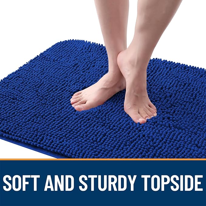 OLANLY Dog Door Mat for Muddy Paws 59x20, Absorbs Moisture and Dirt, Absorbent Non-Slip Washable Doormat, Quick Dry Chenille Mud Mat for Dogs, Entry Indoor Entryway Carpet for Inside Floor, Royal Blue