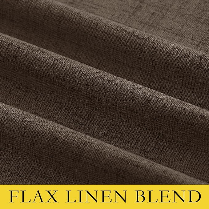 NICETOWN Coffee Vintage Linen 100% Blackout Curtains for Living Room, Thermal Insulated Curtains 95" Long, Noise Reducing Window Treatment Drapes for Bedroom, 52" Wide Per Panel, Set of 2