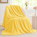 BEDELITE Fleece Blanket - 3D Jacquard Decorative Light Yellow Throw Blankets for Couch & Bed, Soft and Cozy Warm Plush Fluffy Blanket All Seasons Suitable, 50x60Inches