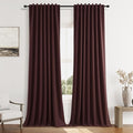 Guken 100% Blackout Curtains 84 Inch Length 2 Panels Set for Living Room Bedroom Back Tab Thermal Insulated Black Out Linen Drapes Room Darkening Reddish Brown,52x84