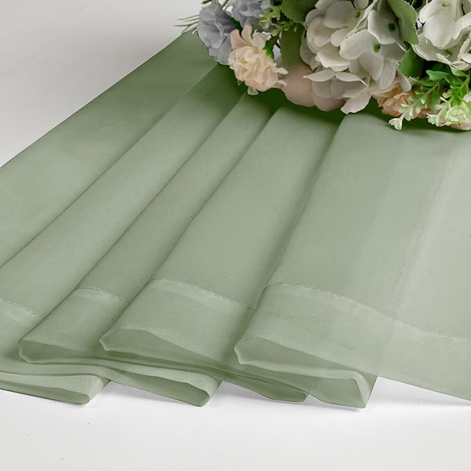 Chyhomenyc Sage Green Sheer Curtains 63 Inch Length 2 Panels, Light Filtering Airy Breathable Rod Pocket Voile Window Drapes for Bedroom Living Room, Each 42x63 Inch，Set of 2