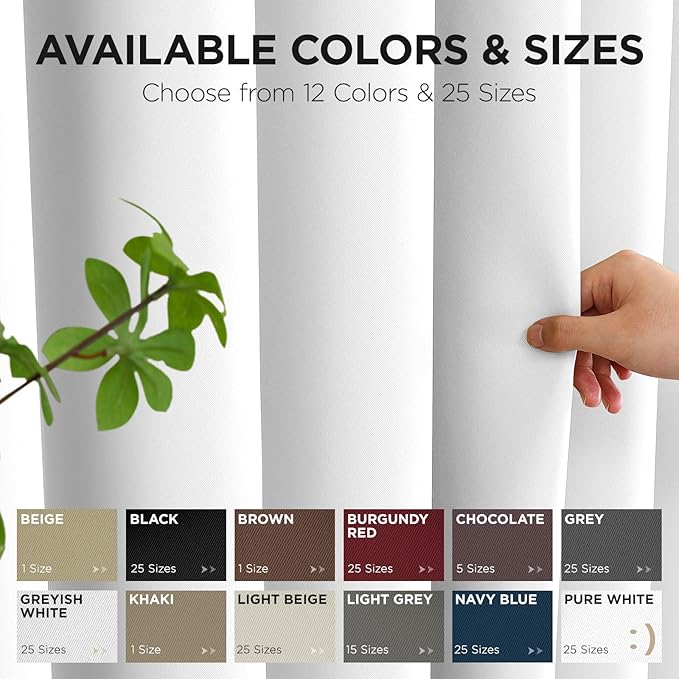 Joydeco Blackout Patio Sliding Door Curtains 96 Inches Long, Grommet Privacy Room Divider Curtains, Extra Wide Thermal Blackout Drapes for Bedroom Living Room (Pure White, 60Wx96L, 1 Panel)