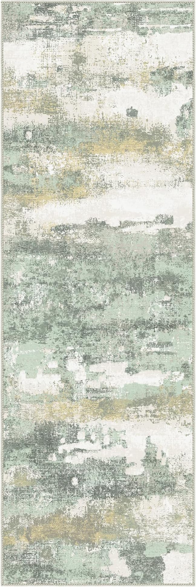 BEIMO Runner Rug for Hallway Kitchen, 2x7 Machine Washable Runners Rug for Entryway, Light Green Soft Modern Abstract Throw Rugs, Low Pile Floor Carpet with Non Slip Backing