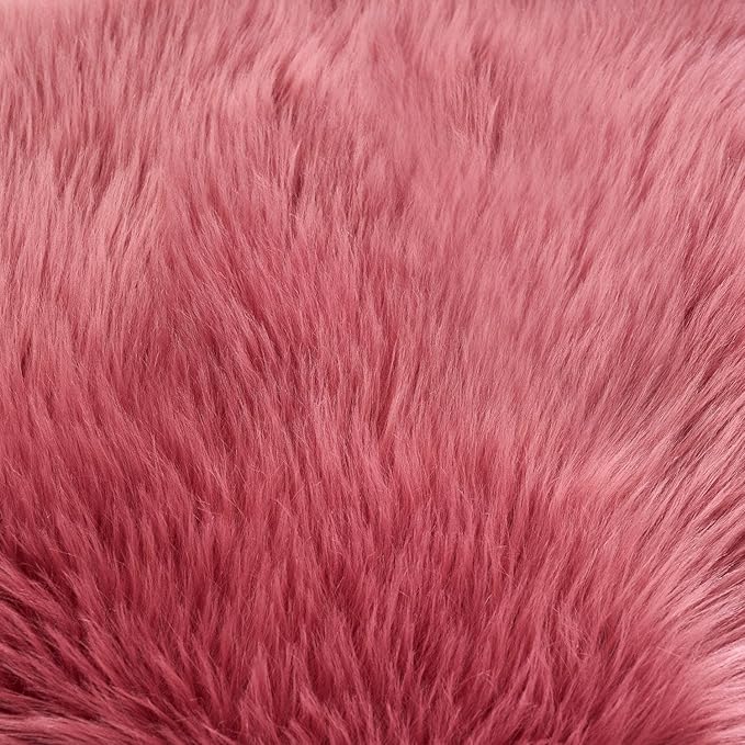 EasyJoy Ultra Soft Fluffy Shaggy Area Rug Faux Fur Rug Chair Cover Seat Pad Fuzzy Area Rug for Bedroom Floor Sofa Living Room (2 x 4 ft Rectangle, BlushPink)