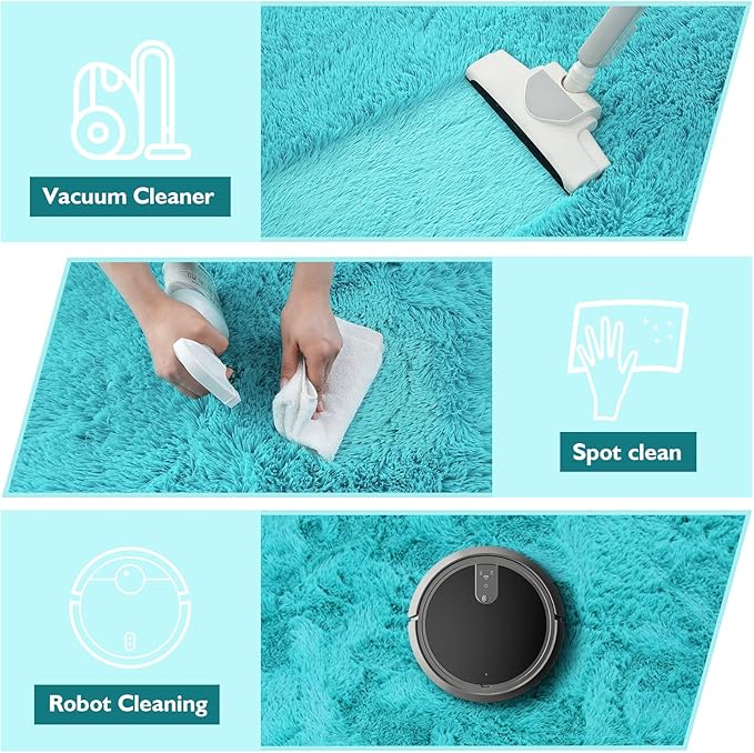 yulidayang Soft Round Area Rug for Kids Bedroom, Fluffy Fuzzy Shaggy Rug 6'X6'for Living Room, Non Slip Circle Plush Rug for Girls Room Nursery Dorm Decor,Light Blue
