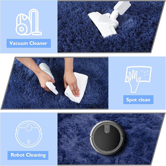 yulidayang Blue Fluffy Round Area Rugs for Living Room,6'X6'Shag Circle Area Rugs for Bedroom,Non Slip Fuzzy Plush Rug for Kids Room Boys Girls Room and Dorm Home Decor Rug