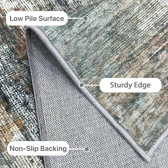 BEIMO Area Rugs 3x5 for Living Room Bedroom, Indoor Modern Abstract Machine Washable Rug, Small Soft Low Pile Floor Carpet with Non Slip Backing for Entryway, Ash Gray Brown