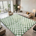 Area Rugs for Bedroom Living Room,6x9 Green and White Fluffy Soft Checkered Rug Fuzzy Shag Shaggy Carpet, Indoor Plush Floor Rugs for Kids Boys Girls Teen Dorm Nursery Home Decor