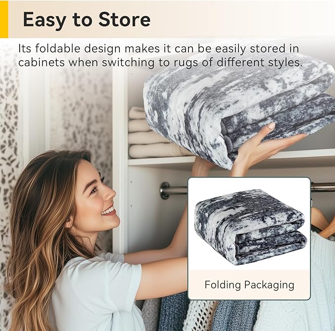 Washable Area Rugs 8'x10' Non-Slip Modern Abstract Soft for Living Room Entryway Bedroom Nursery, Print Pattern, Black Navy Blue Gray