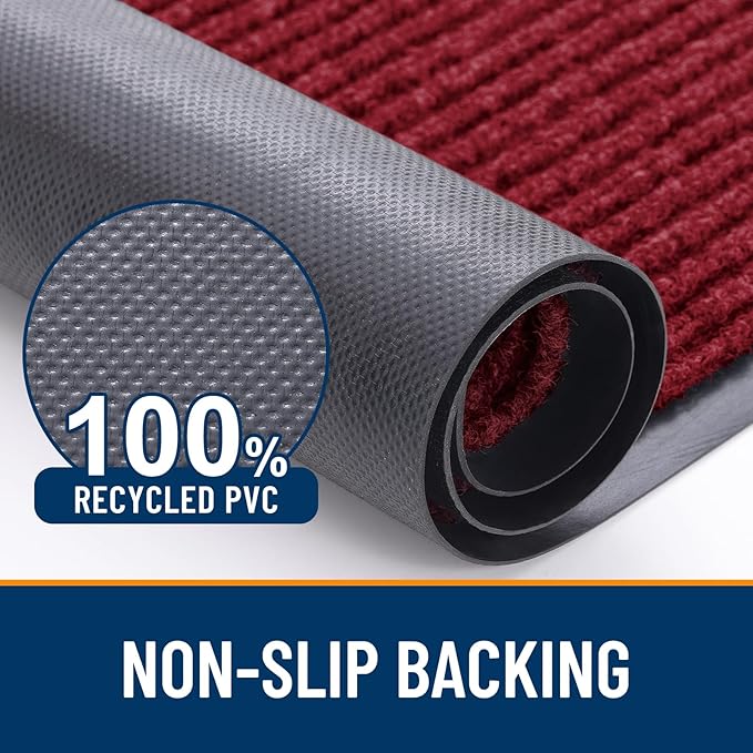 OLANLY Front Door Mat Indoor Outdoor Entrance, Waterproof Heavy Duty Doormat, Fade Resistant, Low Profile, Easy Clean Patio Porch Welcome Floor Mats for Entry, 47x32, Wine Red