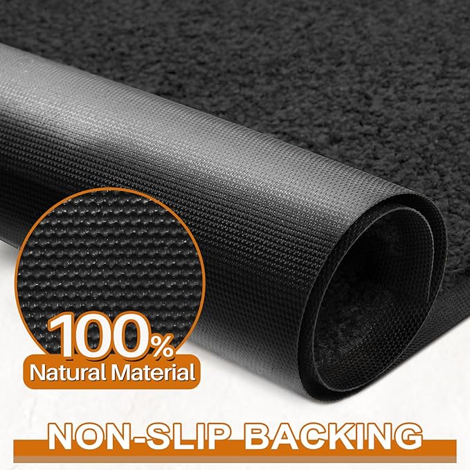 Mibao Dirt Trapper Door Mat for Indoor Outdoor, Waterproof All-Season, All-Weather Doormat, Heavy Duty Non-Slip Entrance Rug, Low Profile Absorbent Entrance Mat Carpet, 36" x 24", Black