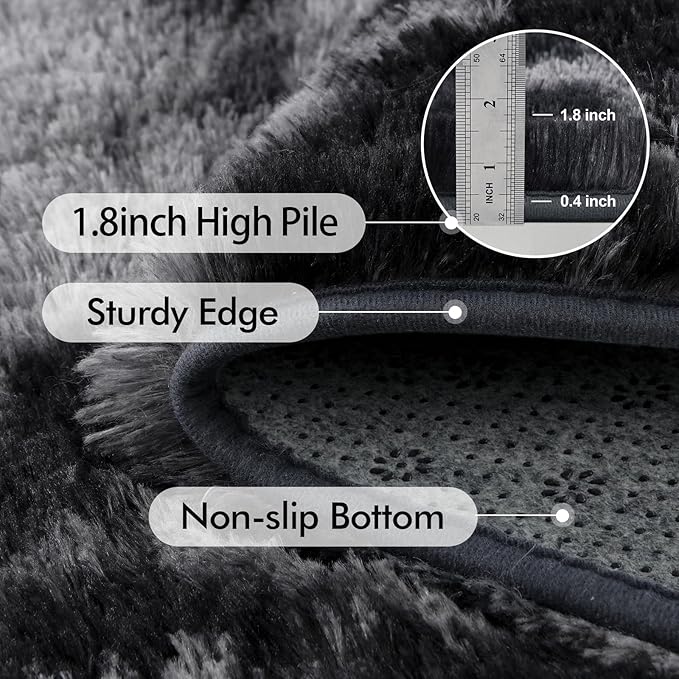 10x14 Ft Extra Large Shag Rugs for Living Room, Ultra Soft Fluffy Furry Area Rugs for Bedroom Indoor Floor, Aesthetic Carpet for Kids Home Decor (Dark Grey)