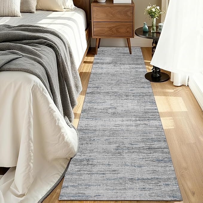 Runners for Hallways 2x8 Kitchen Runner Rugs，Modern Abstract Rug Runners for Entryway，Stain Resistant Washable Runner Rug Non-Slip 8ft Carpet Rug for Bedroom Living Laundry Room,（Blue/Grey,2'x8'）