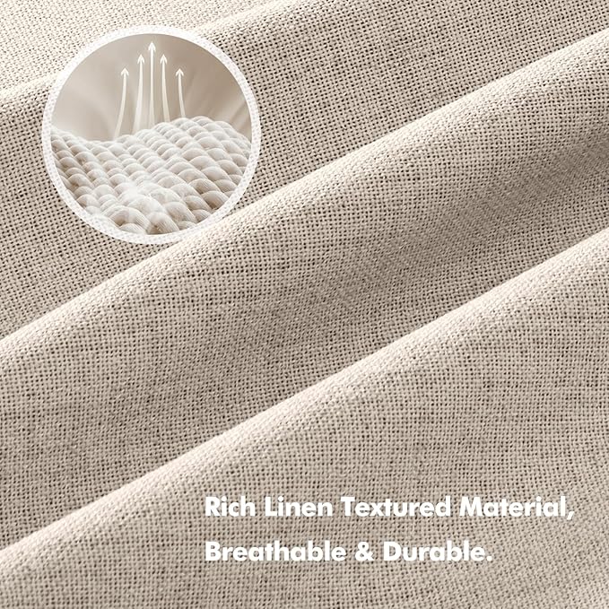 MIULEE 100% Blackout Linen Curtains for Bedroom, Natural Solid Luxury Decor Thermal Insulation Room Darkening Drapes for Living Room Nursery Back Tab Rod Pocket 42 x 84 Inches, 2 Panels