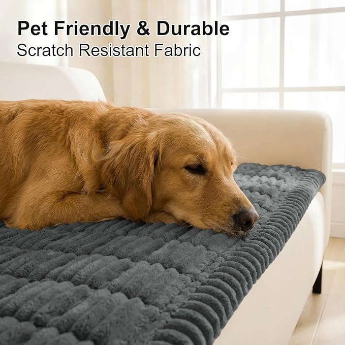 Smiry Couch Cover for Dogs Washable, Non Slip Fuzzy Pet Couch Covers for 3 Cushion Sofa Pet Friendly, Thick Soft Sofa Slipcovers Cushion Protector (Dark Grey, 27.6" x 70.9")