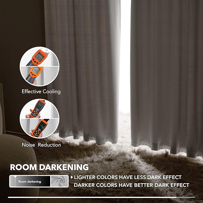 Deconovo Blackout Curtains, Thermal Insulated, W52 x L45 2 Panels, Back Tab, Machine Washable, Room-Darkening Drapes for Bedroom/Living Room Star White