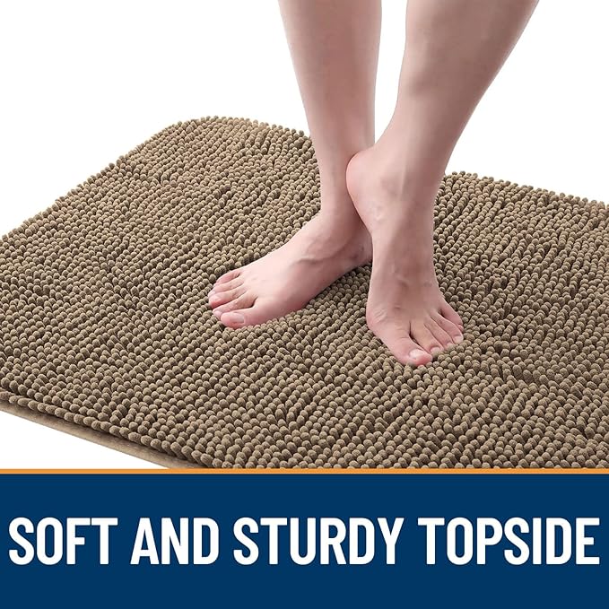 OLANLY Dog Door Mat for Muddy Paws 45x27, Absorbs Moisture and Dirt, Absorbent Non-Slip Washable Doormat, Quick Dry Chenille Mud Mat for Dogs, Entry Indoor Entryway Carpet for Inside Floor, Tan