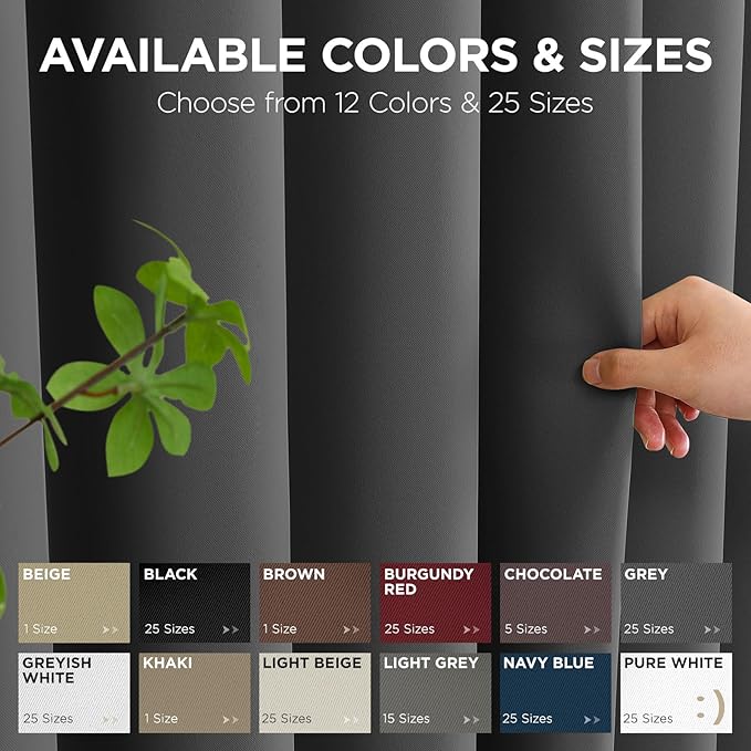 Joydeco Blackout Patio Sliding Door Curtains 90 Inches Long, Grommet Privacy Room Divider Curtains, Extra Wide Thermal Blackout Drapes for Bedroom Living Room (Grey, 100Wx90L, 1 Panel)
