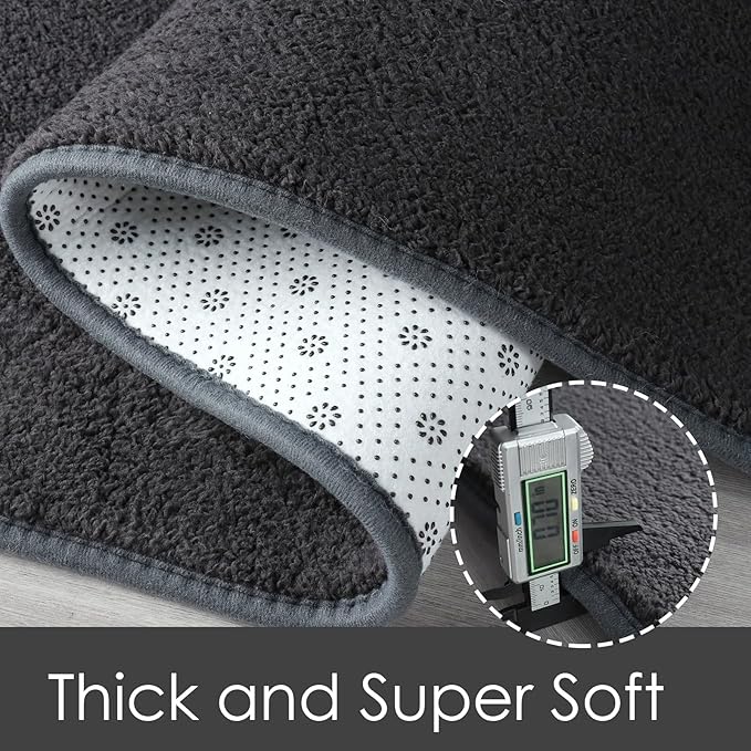 AROGAN Shag Runner Rug for Hallways, 2x6 Feet Washable Rugs with Memory Foam for Bedroom, Entryway Indoor Fluffy Throw Rug for Bedside Living Room Kids Girls Nursery Dorm Room Decor, Dark Grey
