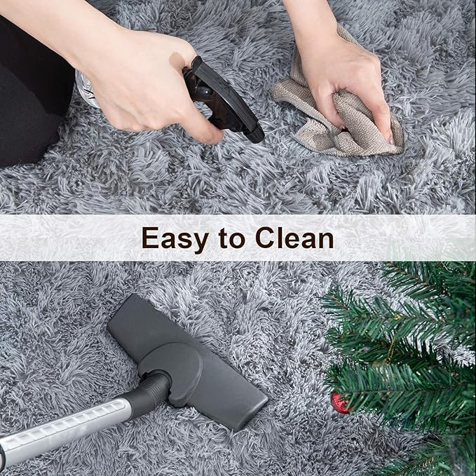 TWINNIS Super Soft Shaggy Rugs Fluffy Carpets, 5x7 Feet, Indoor Modern Plush Area Rugs for Living Room Bedroom Kids Room Nursery Home Decor, Upgrade Anti-Skid Rectangular Fuzzy Rug, Grey