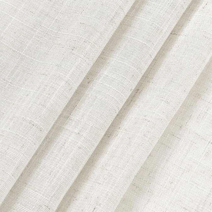 Nanspring Extra Long 112 Inch Long Beige White Linen Curtains Back Tab Neutral Farmhouse Light Filtering Semi Transparent Large Windows Ceiling to Floor for Living Room 2 Pack