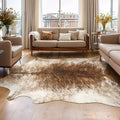 AROGAN Western Decor Faux Fur Cowhide Rug, 4 x 3 Feet Premium Animal Skin Cow Hide Rug, Sturdy Cow Print Rugs for Wall Decor, Western Floor Carpet for Bedroom Living Room, Brownish