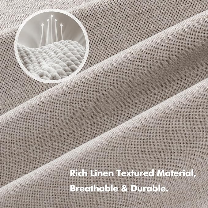 MIULEE 90 Inch Long 100% Blackout Linen Curtains for Bedroom, Ivory Solid Luxury Decor Thermal Insulation Room Darkening Drapes for Living Room Nursery Back Tab Rod Pocket 42 x 90 Inches, 2 Panels
