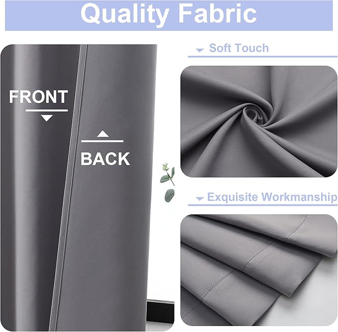 Simplebrand Ava Light Grey Blackout Curtains for Bedroom 84 Inch Length 2 Panels Set, Solid Thermal Insulated Privacy Living Room Window Treatment Curtains Blackout Drapes, W40 x L84 Inch, Light Grey