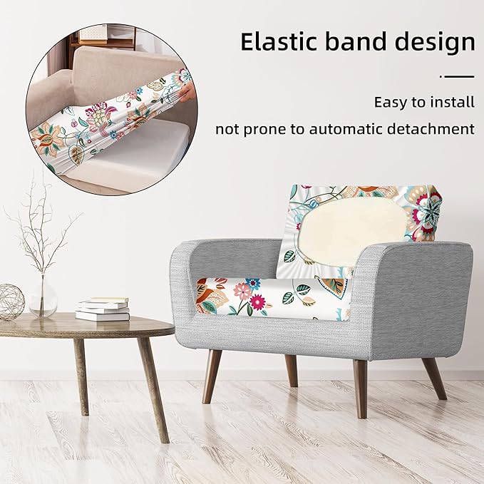 8Pcs Stretch Patio Cushion Covers,Outdoor Couch Covers Replacement,Outdoor Couch & Sofa Slipcovers,for Patio Furniture Cushion Covers,Washable Reusable Furniture Protector (Vivid, Cover Only)