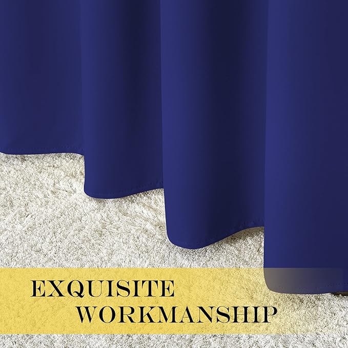 NICETOWN Blackout 72 inch Curtains for Kids Room, Grommet Room Darkening Thermal Insulated Solid Window Treatments Sound Reducing for Bedroom, 2 Panels, W37 x L72, Navy Blue