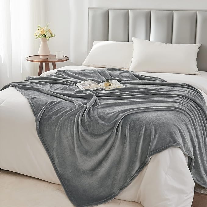 BEDELITE Fleece Blankets King Size for Bed, Luxury Plush Cozy Fuzzy Blanket 108x90 inches, Super Soft Warm Lightweight Throw Blanket All Seasons Suitable, Grey