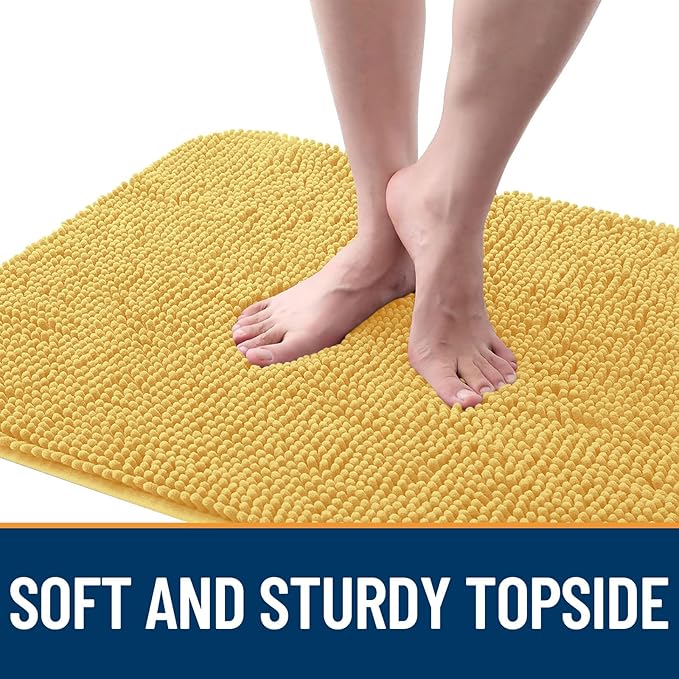 OLANLY Dog Door Mat for Muddy Paws 47x32, Absorbs Moisture and Dirt, Absorbent Non-Slip Washable Doormat, Quick Dry Chenille Mud Mat for Dogs, Entry Indoor Entryway Carpet for Inside Floor, Yellow