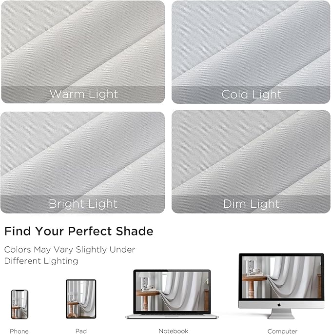 CUCRAF Grayish White Blackout Curtains 63 inch Length 2 Panels Set, Rod Pocket Room Darkening Drapes for Bedroom Living Room, Insulated Thermal Light Blocking Window Curtain (W52 x L63 Inch)
