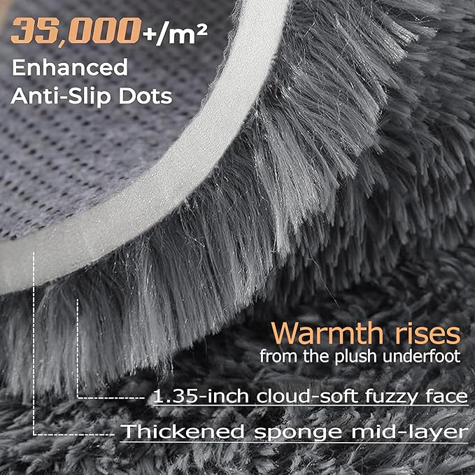 6x9 Area Rug for Living Room: Fluffy Shag Soft Washable Rugs Large Fuzzy Plush Indoor Carpet for Bedroom Nursery Playroom Kids Girls Boys Room (Dark Grey, 6'x9')