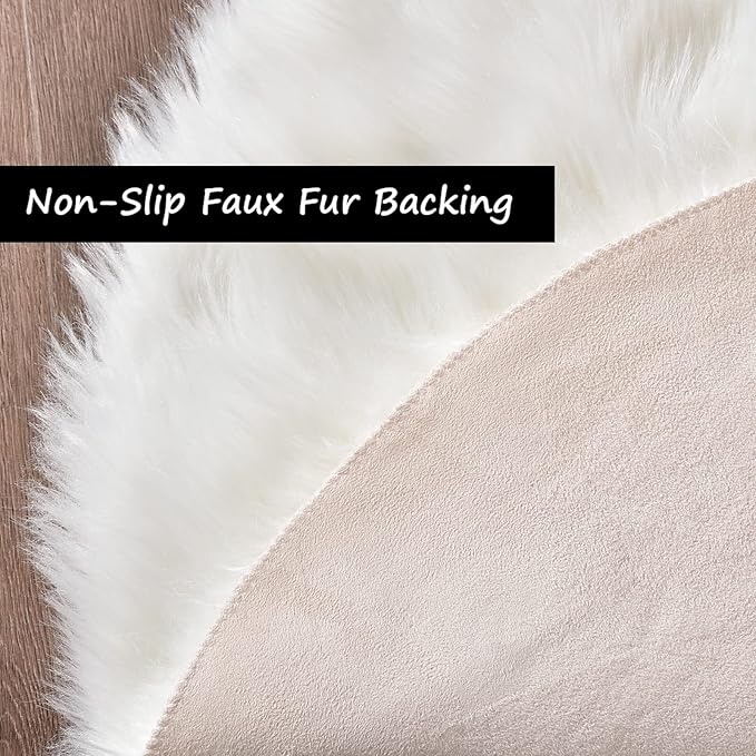 Goolela White Area Rug 6x9 Fluffy Fuzzy Furry Sheepskin Rug for Living Room Bedroom White Faux Fur Shag Carpet Rectangle