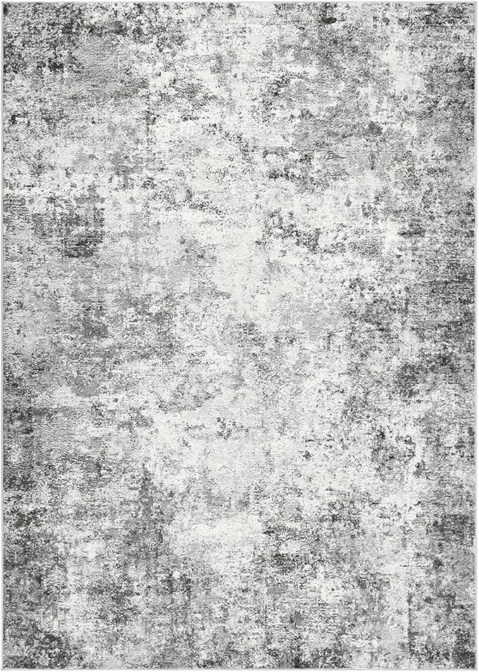 8x10 Area Rug Living Room Rugs - Washable Neutral Modern Abstract Soft Thin Rug Indoor Floor No Slip Rug Carpet for Bedroom Under Dining Table Home Office Decor - Grey