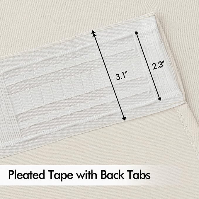MIULEE Ivory Back Tab Blackout Curtains 120 Inch Long 2 Panels Set for Bedroom, Rod Pocket/Pinch Pleated Extra Long Thermal Insulated Living Room Darkening Light Blocking 10FT Drapes