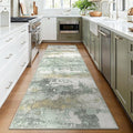 BEIMO Runner Rug for Hallway Kitchen, 2x12 Machine Washable Runners Rug for Entryway, Soft Modern Abstract Throw Rugs, Low Pile Floor Cover with Non Slip Backing, Light Green