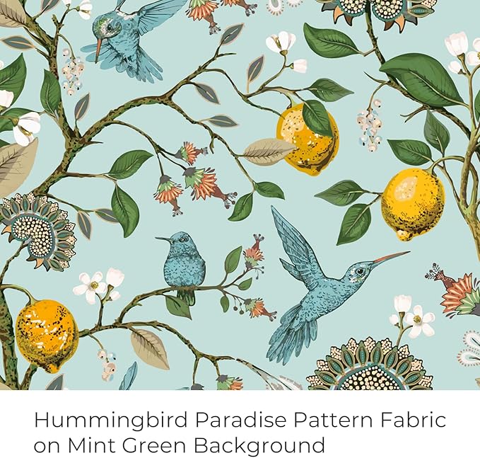 Topfinel Mint Green Curtains 63 Inch Length 2 Panels Cottagecore Tropical Sage Leaf Flower Hummingbird Lemon Patterned Energy Efficient Grommet Cute Green Drapery Treatment Nursery Classroom