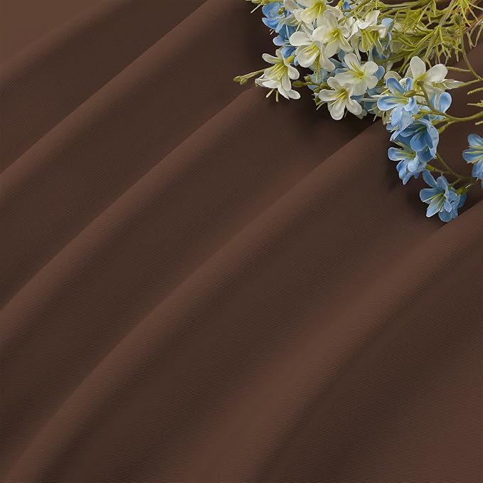 CUCRAF Brown Blackout Curtains 90 inch Length 2 Panels Set, Rod Pocket Room Darkening Drapes for Bedroom Living Room, Insulated Thermal Light Blocking Window Curtain (W52 x L90 Inch)