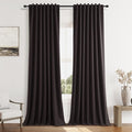 Guken Cocoa Coffee 100% Blackout Linen Curtains 96 Inch Length 2 Panels Set for Living Room Bedroom Back Tab/Rod Pocket Thermal Insulated Farmhouse Black Out Drapes Room Darkening,52x96