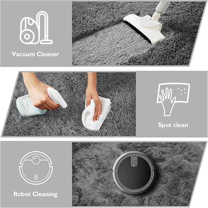 9x12 Fluffy Area Rugs for Living Room,Large Fuzzy Shag Area Rug for Bedroom,Deep Grey Soft Non-Shedding Indoor Plush Carpet for Kids Bedroom Nursery Home Decor