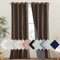 NICETOWN Coffee Vintage Linen 100% Blackout Curtains for Living Room, Thermal Insulated Curtains 108" Long, Noise Reducing Window Treatment Drapes for Hall Room, 52" Wide Per Panel, Set of 2